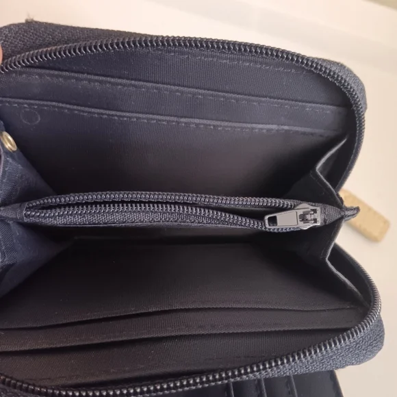 Mudd Y2K Denim Floral Butterfly Embroidered Blue Zip Around Wallet Purse - Picture 6 of 7